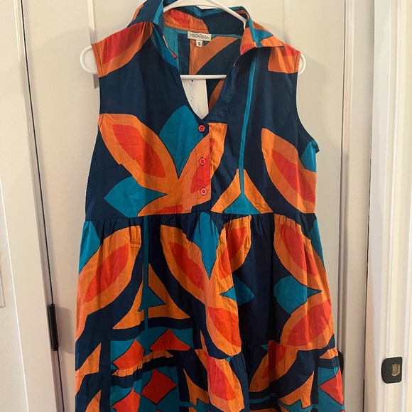 NWT MODAPOSA Cadenza Dress in Moroccan Picturesque Small 100% Cotton Sundress - Picture 2 of 12